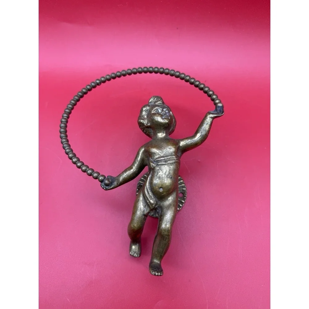 Vintage/Antique Solid Brass Cherub Putto Wall Mount Figure Architectural Decor